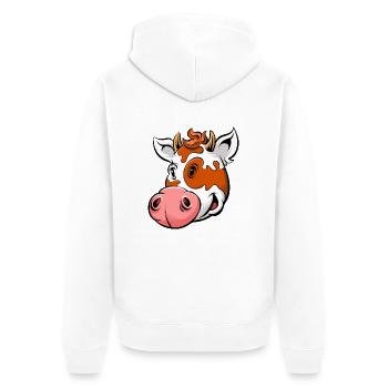 Cartoon Cow - Unisex Premium Organic Zip Hoodie - white - Back - Thijin (182cm)