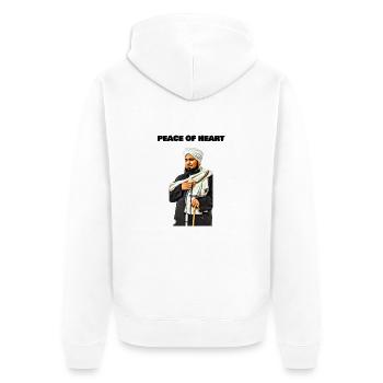FRIEDEN DES HERZENS - Unisex Premium Bio Zip Hoodie - Weiß - Hinten - Thijin (182cm)