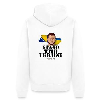 Ukraine Bosnien und Herzegowina - Unisex Premium Bio Zip Hoodie - Weiß - Hinten - Thijin (182cm)