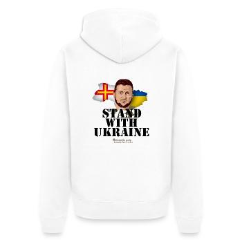 Ukraine Supporters Merch Island Guernsey - Unisex Premium Organic Zip Hoodie - white - Back - Thijin (182cm)