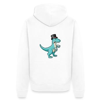 hugadino magician dino, cute dinosaur - Unisex Premium Organic Zip Hoodie - white - Back - Thijin (182cm)