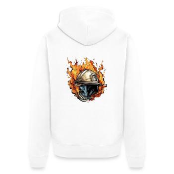 Feuerwehrhelm in Flammen Nr. 1 - Unisex Premium Bio Zip Hoodie - Weiß - Hinten - Thijin (182cm)
