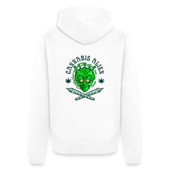 Cannabis Alien - Unisex Premium Bio Zip Hoodie - Weiß - Hinten - Thijin (182cm)