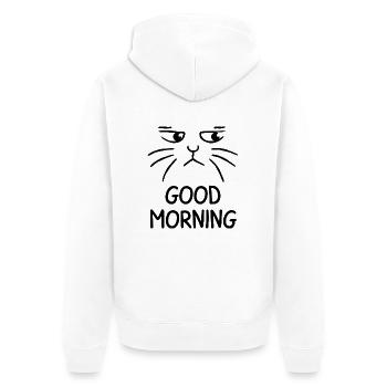 Good Morning cat grumpy katze - Unisex Premium Bio Zip Hoodie - Weiß - Hinten - Thijin (182cm)