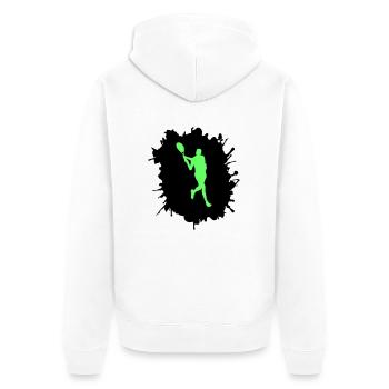tennis klecks - Unisex Premium Bio Zip Hoodie - Weiß - Hinten - Thijin (182cm)