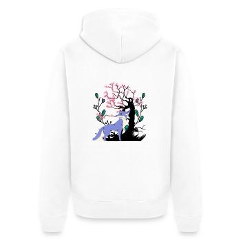 Vintage Fox Woodland Animal Foxes Nature - Unisex Premium Organic Zip Hoodie - white - Back - Thijin (182cm)
