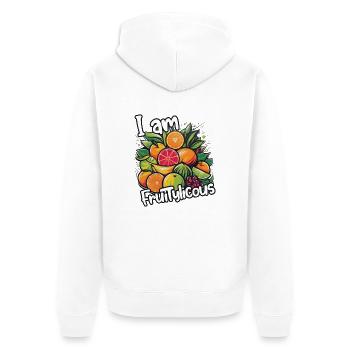 Fruity Licious: A Fruity Statement - Unisex Premium Bio Zip Hoodie - Weiß - Hinten - Thijin (182cm)
