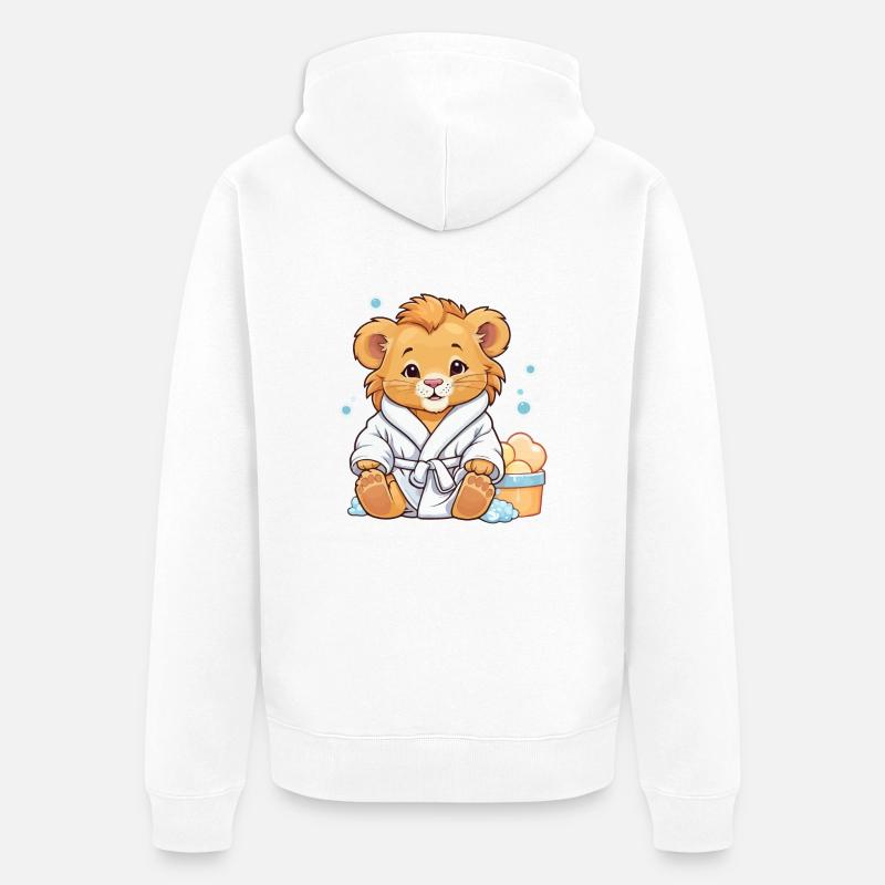 Bébé lion se baigne - Veste à capuche bio Premium Unisexe - blanc
