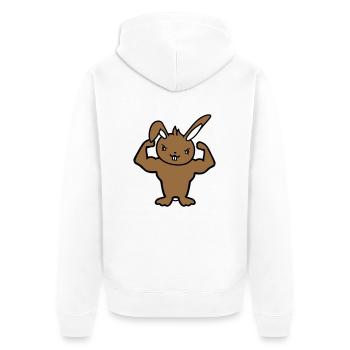 Bunny Bodybuilder Gym Muscles Fort Fitness Biceps - Veste à capuche bio Premium Unisexe - blanc - Dos - Thijin (182cm)