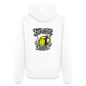 Kreisliga Bier Spruch - Unisex Premium Bio Zip Hoodie - Weiß - Hinten - Thijin (182cm)