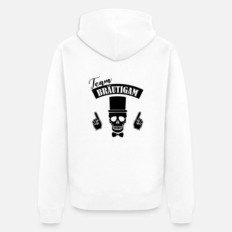 Crâne de l’équipe du marié - Veste à capuche bio Premium Unisexe - blanc