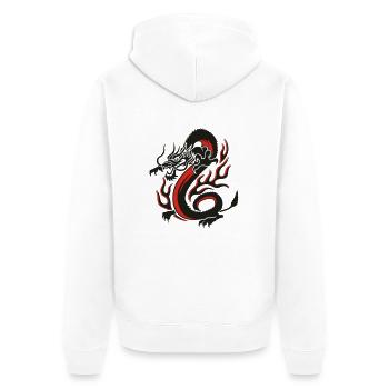 Drache - Unisex Premium Bio Zip Hoodie - Weiß - Hinten - Thijin (182cm)