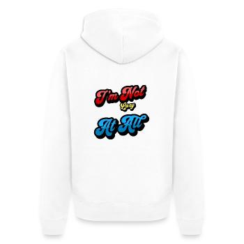 I'm not lazy, just efficiently relaxed - Unisex Premium Organic Zip Hoodie - white - Back - Thijin (182cm)