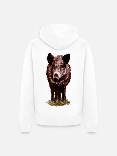 Überläufer braun - Unisex Premium Bio Zip Hoodie - Weiß