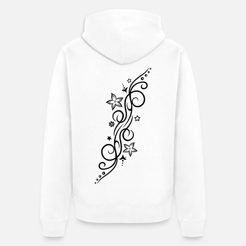 Tatouage avec des fleurs et des étoiles. - Veste à capuche bio Premium Unisexe - blanc