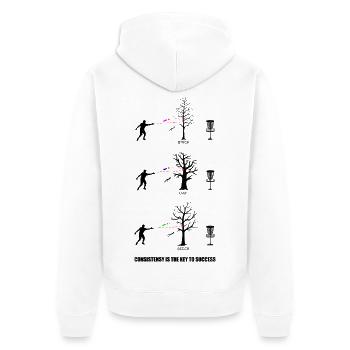 discgolf, frisbee golf, arbres, disque, loisirs, sports - Veste à capuche bio Premium Unisexe - blanc - Dos - Thijin (182cm)