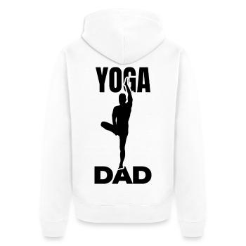 Yoga Papa - Unisex Premium Bio Zip Hoodie - Weiß - Hinten - Thijin (182cm)