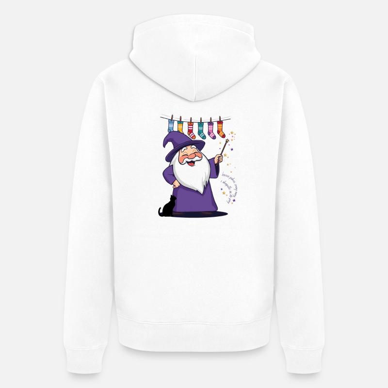 Der Zauberer und die Socken - Unisex Premium Bio Zip Hoodie - Weiß