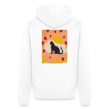 Silhouette of a cloud cat in the strawberry sun - Unisex Premium Organic Zip Hoodie - white - Back - Thijin (182cm)