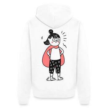 Confident Kid Hero Doodle - Unisex Premium Organic Zip Hoodie - white - Back - Thijin (182cm)