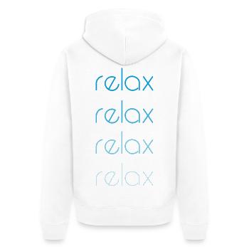 Relax  - Unisex Premium Bio Zip Hoodie - Weiß - Hinten - Thijin (182cm)