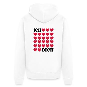 Ich liebe Dich - Unisex Premium Bio Zip Hoodie - Weiß - Hinten - Thijin (182cm)