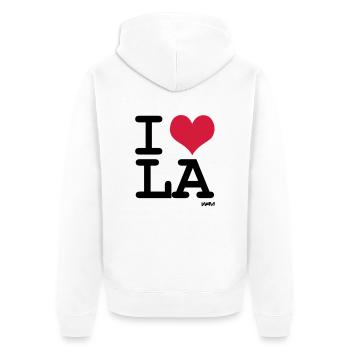 j'aime los angeles - la by wam - Veste à capuche bio Premium Unisexe - blanc - Dos - Thijin (182cm)