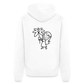 vl046a_blumenkind_1c - Unisex Premium Bio Zip Hoodie - Weiß - Hinten - Thijin (182cm)