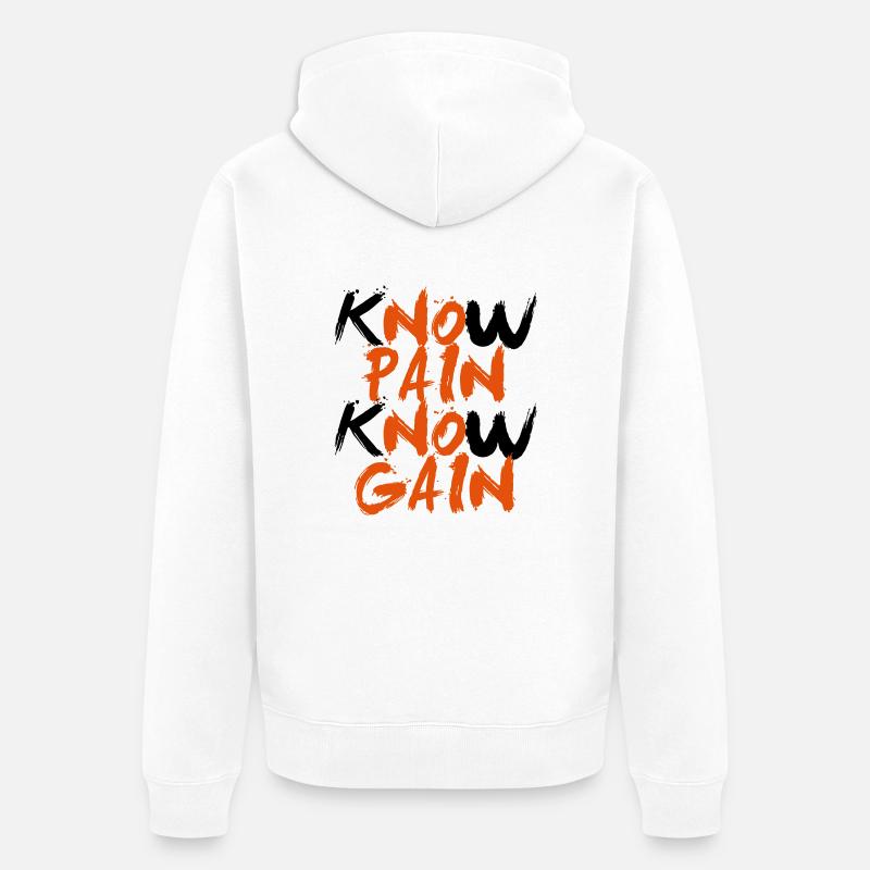 No Pain No Gain - Veste à capuche bio Premium Unisexe - blanc