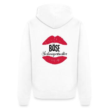Böse Schwiegertochter - Unisex Premium Bio Zip Hoodie - Weiß - Hinten - Thijin (182cm)
