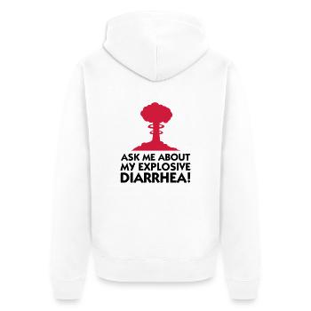 Demandez-moi au sujet de mon diarrhée explosive! - Veste à capuche bio Premium Unisexe - blanc - Dos - Thijin (182cm)
