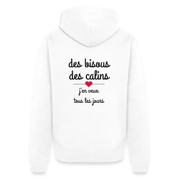 des bisous des calins - Veste à capuche bio Premium Unisexe - blanc - Dos - Thijin (182cm)