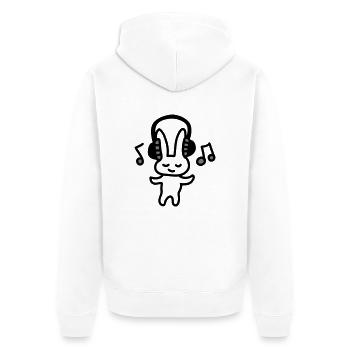 Häschen Musik - Unisex Premium Bio Zip Hoodie - Weiß - Hinten - Thijin (182cm)