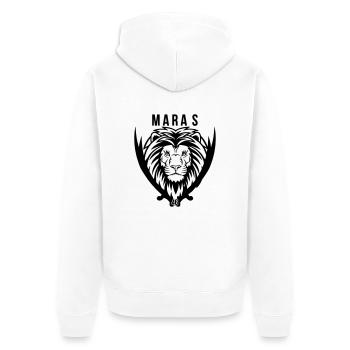 MARAS 46 - Unisex Premium Bio Zip Hoodie - Weiß - Hinten - Thijin (182cm)