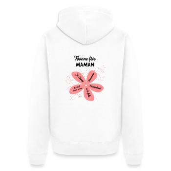 bonne-fete-maman (2 couleurs modifiables) - Veste à capuche bio Premium Unisexe - blanc - Dos - Thijin (182cm)