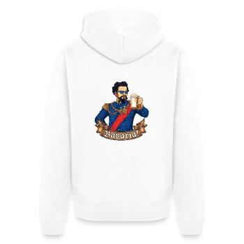 Bavaria-col - King Ludwig drunk - RAHMENLOS gift - Unisex Premium Bio Zip Hoodie - Weiß - Hinten - Thijin (182cm)