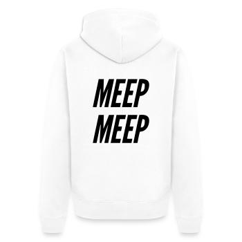 MEEP MEEP! - Unisex Premium Bio Zip Hoodie - Weiß - Hinten - Thijin (182cm)