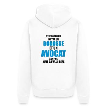 c'est compliqué d'être un bogosse et avocat - Veste à capuche bio Premium Unisexe - blanc - Dos - Thijin (182cm)