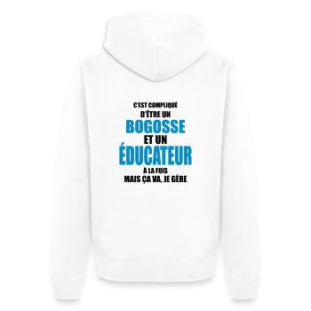 compliqué d'être un bogosse et un éducateur - Veste à capuche bio Premium Unisexe - blanc - Dos - Thijin (182cm)