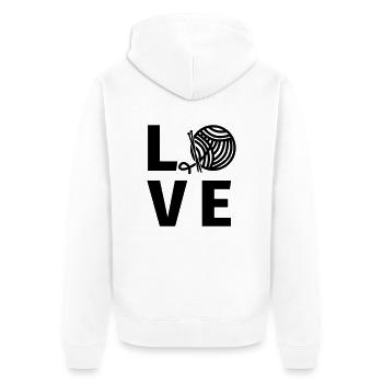Stricken - Unisex Premium Bio Zip Hoodie - Weiß - Hinten - Thijin (182cm)