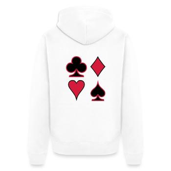 Poker Deck Dealer Trumpf Spielkarten Skat Canasta - Unisex Premium Bio Zip Hoodie - Weiß - Hinten - Thijin (182cm)