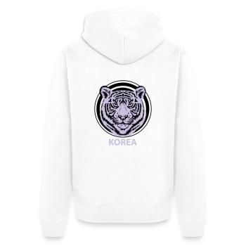 Korea - Unisex Premium Bio Zip Hoodie - Weiß - Hinten - Thijin (182cm)
