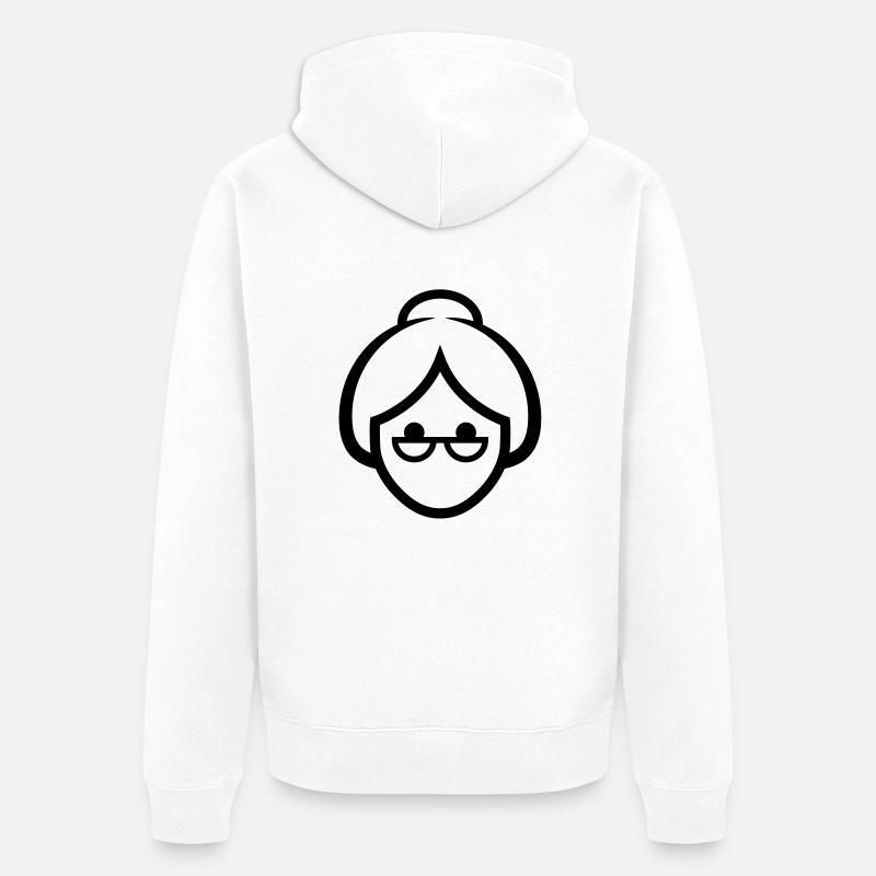 Visage d une grand-mère - Veste à capuche bio Premium Unisexe - blanc