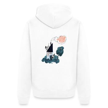 Hexenhaus - Essen ist Fertig - Unisex Premium Bio Zip Hoodie - Weiß - Hinten - Thijin (182cm)