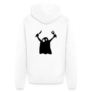 Hungry Ghost - Unisex Premium Organic Zip Hoodie - white - Back - Thijin (182cm)