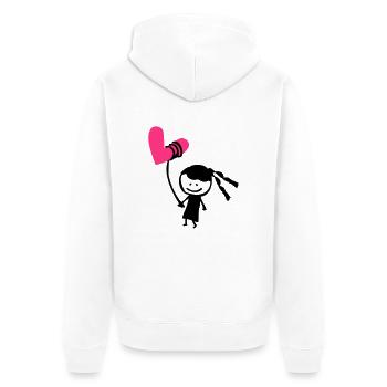Petite fille tenant le ballon de coeur - Veste à capuche bio Premium Unisexe - blanc - Dos - Thijin (182cm)