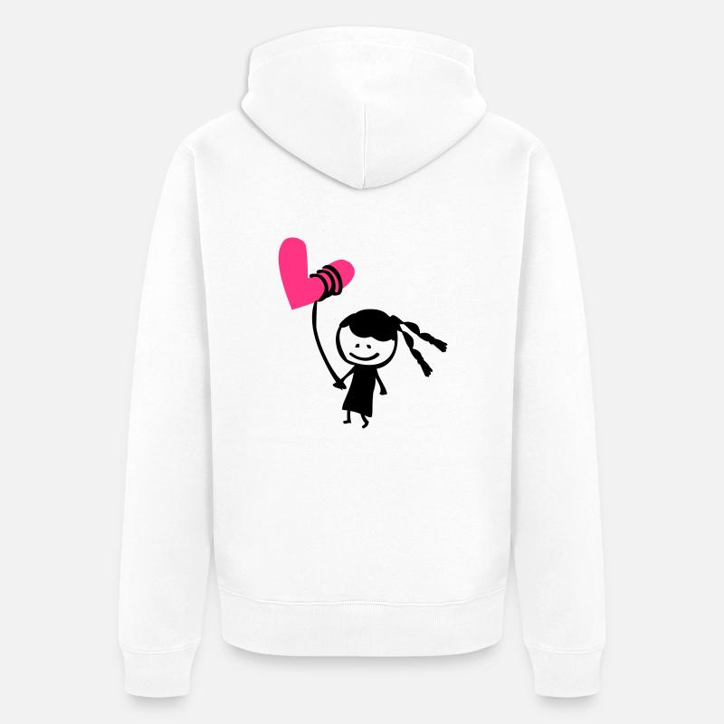 Kleines Mädchen mit Herzballon - Unisex Premium Bio Zip Hoodie - Weiß