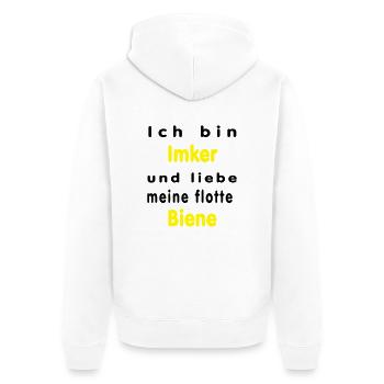 Ich bin Imker.. - Unisex Premium Bio Zip Hoodie - Weiß - Hinten - Thijin (182cm)