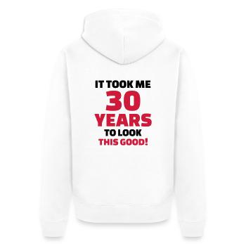 30 Years Anniversaire - Veste à capuche bio Premium Unisexe - blanc - Dos - Thijin (182cm)