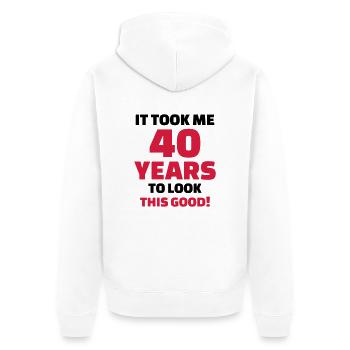 40 Years Anniversaire - Veste à capuche bio Premium Unisexe - blanc - Dos - Thijin (182cm)